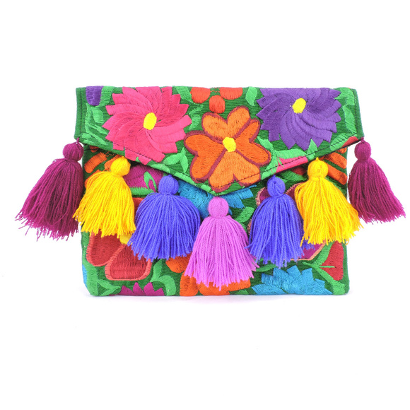 Handmade Boho Crossbody Purse Tassel Embroidered - Picture 2 of 4